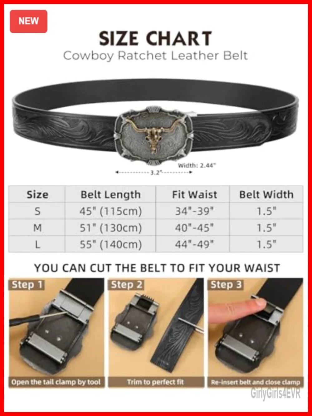 Mens Ratchet Western Leather Belt Cowboy Automatic Buckle